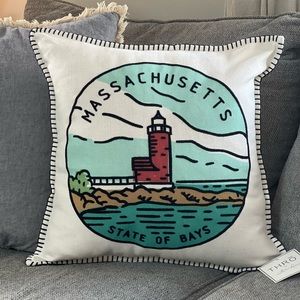 Massachusetts Lighthouse Throw Pillow